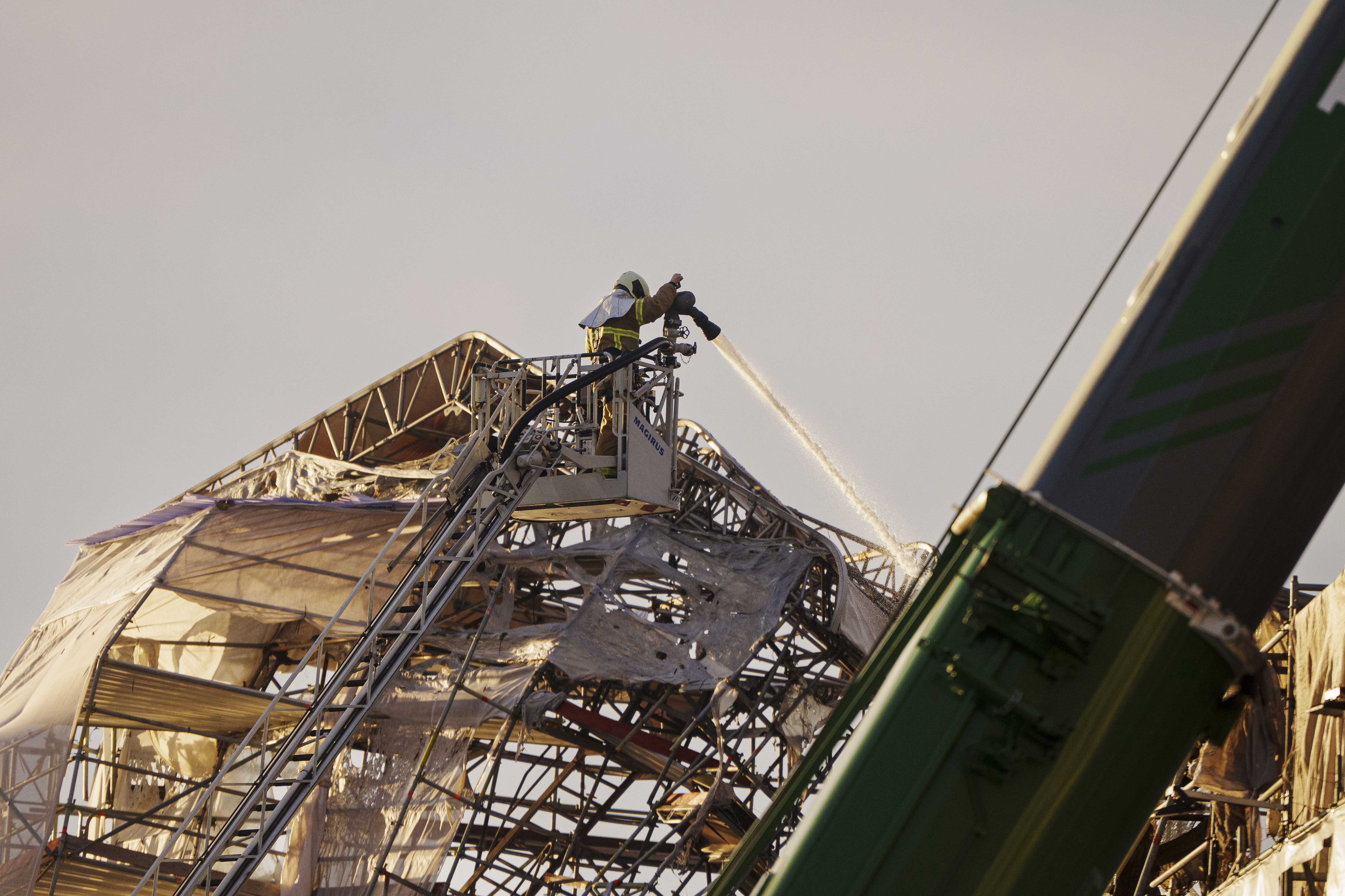 Emergency management work in the former Stock Exchange of Copenhagen, Boersen, Wednesday, April 17, 2024. 