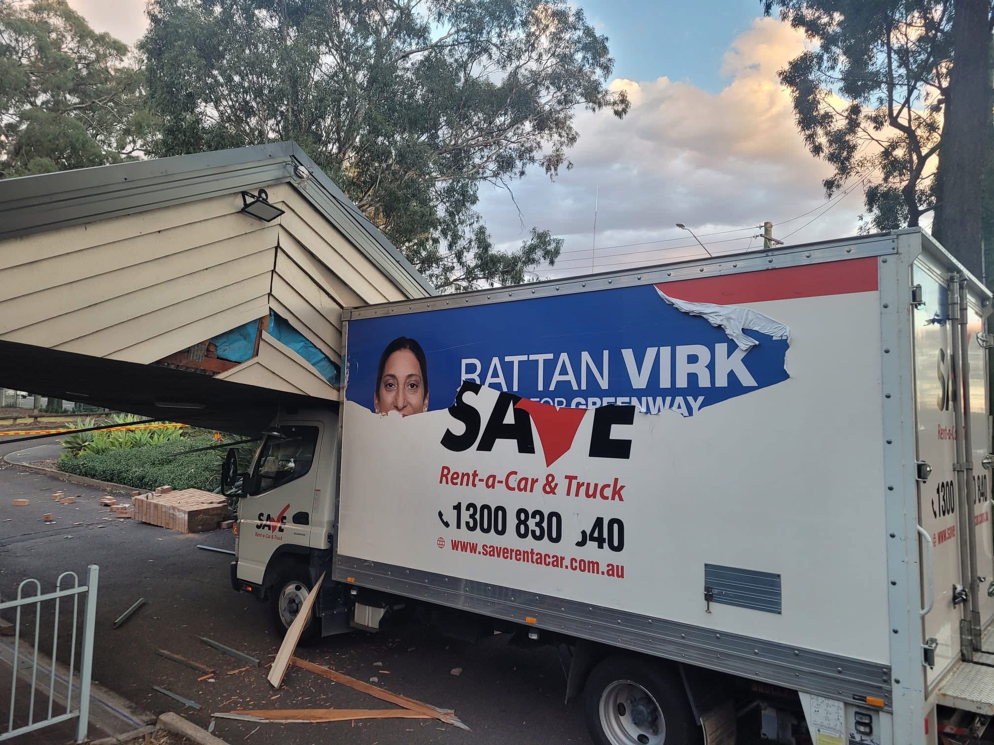 Liberal campaign truck crashes into early voting centre