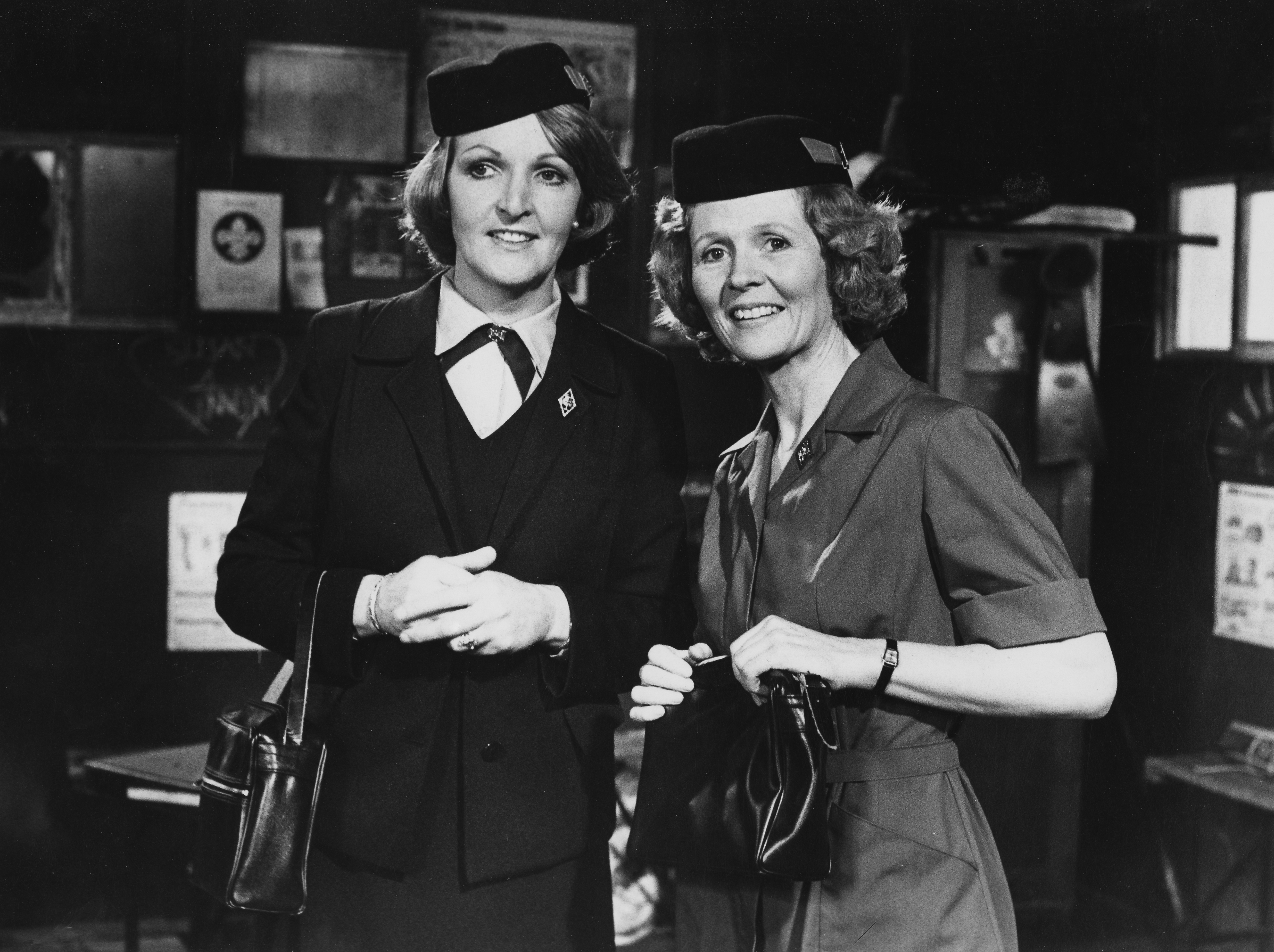 "Actresses Penelope Keith (left) and Angela Thorne in a scene from the television sitcom 'To the Manor Born', October 4th 1981. (Photo by Don Smith/Radio Times/Getty Images)"