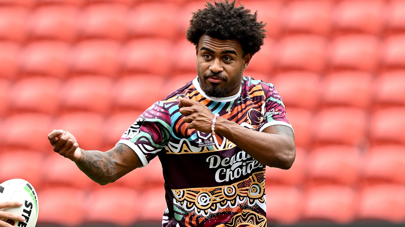 Broncos star Ezra Mam at a training session.