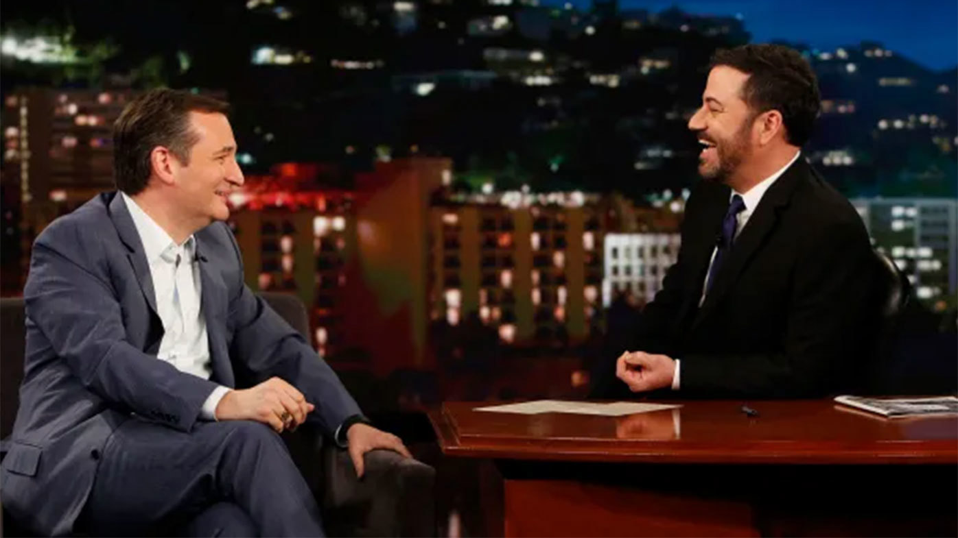 Ted Cruz during an earlier appearance on Jimmy Kimmel Live.