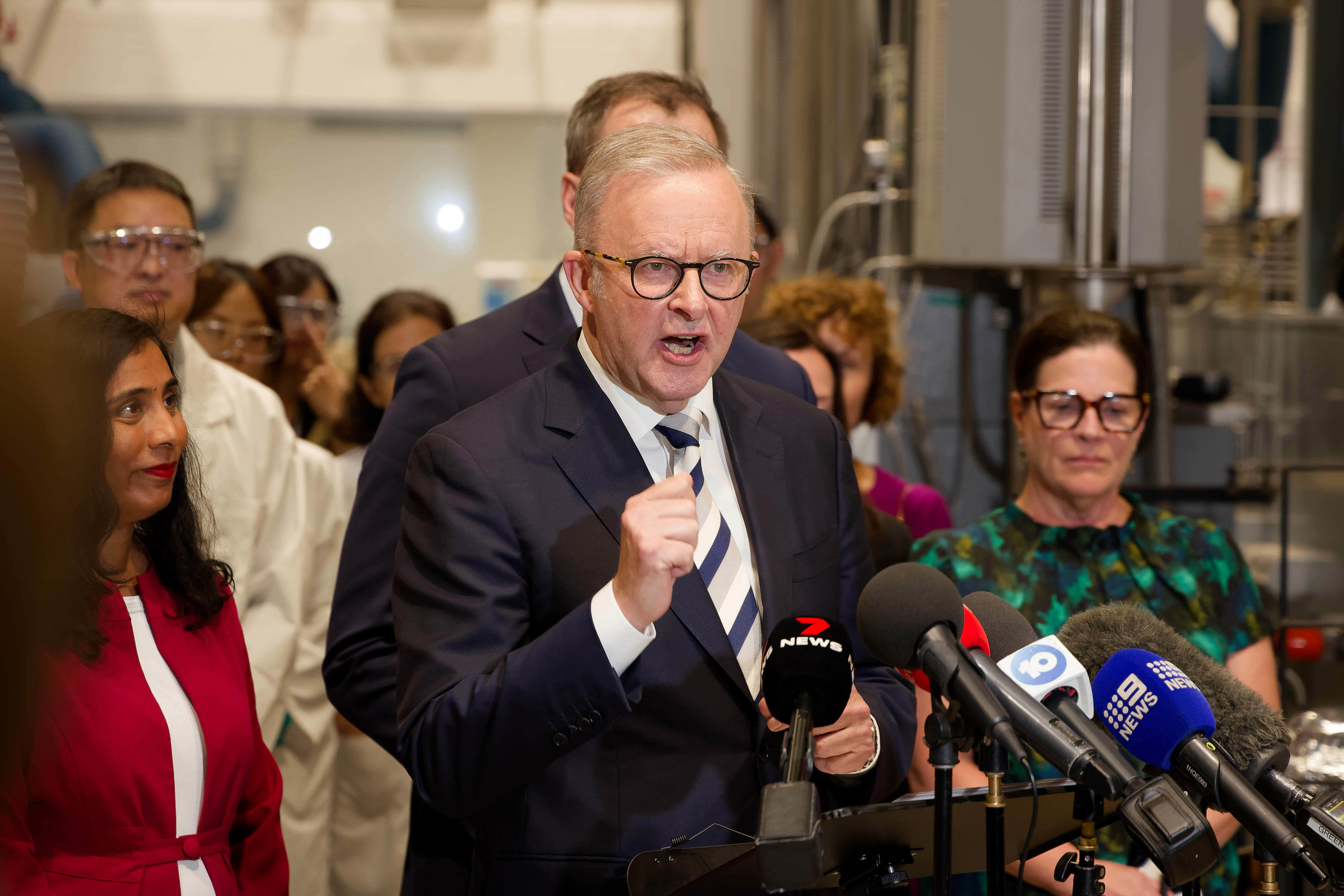 Anthony Albanese at a presser 