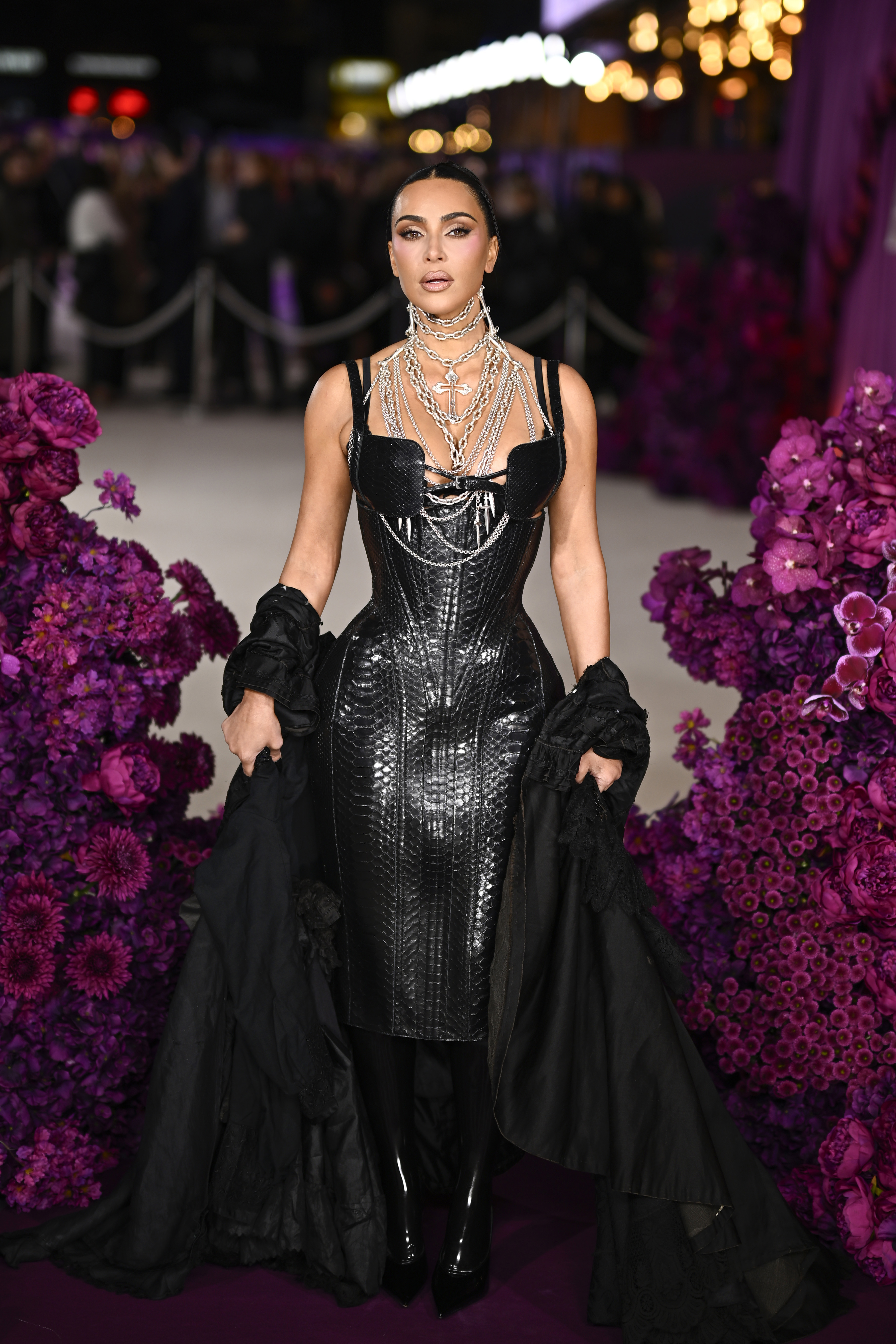 LONDON, ENGLAND - OCTOBER 22: Kim Kardashian attends the "All's Fair" London Premiere at Odeon Luxe Leicester Square on October 22, 2025 in London, England. (Photo by Gareth Cattermole/Getty Images)