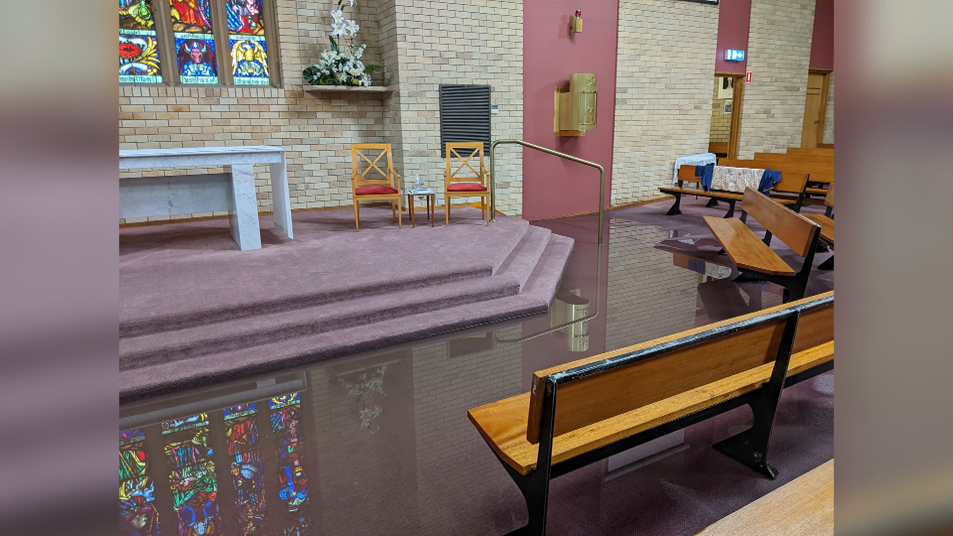 A church in Lithgow has flooded after the sudden downpour.