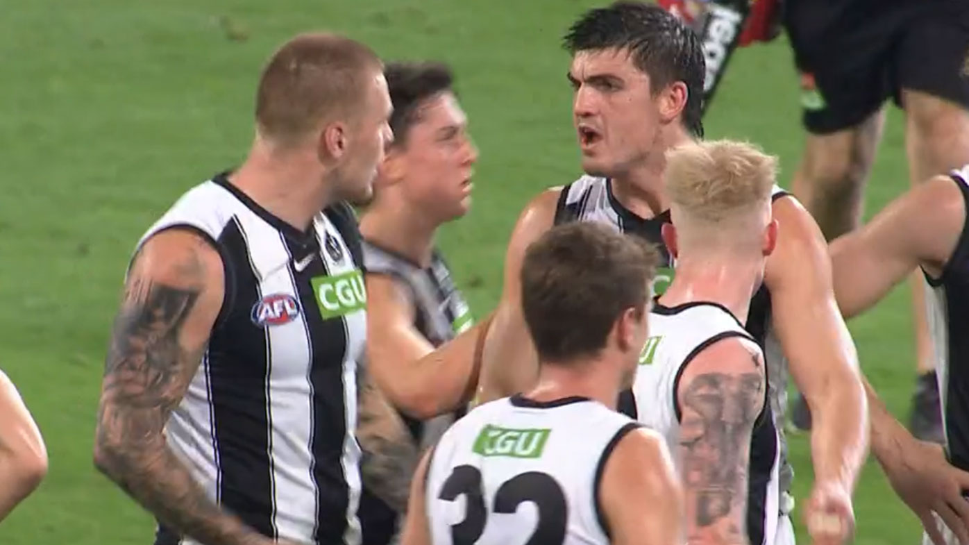 AFL Jordan De Goey and Brayden Maynard clash as Brisbane Lions thrash