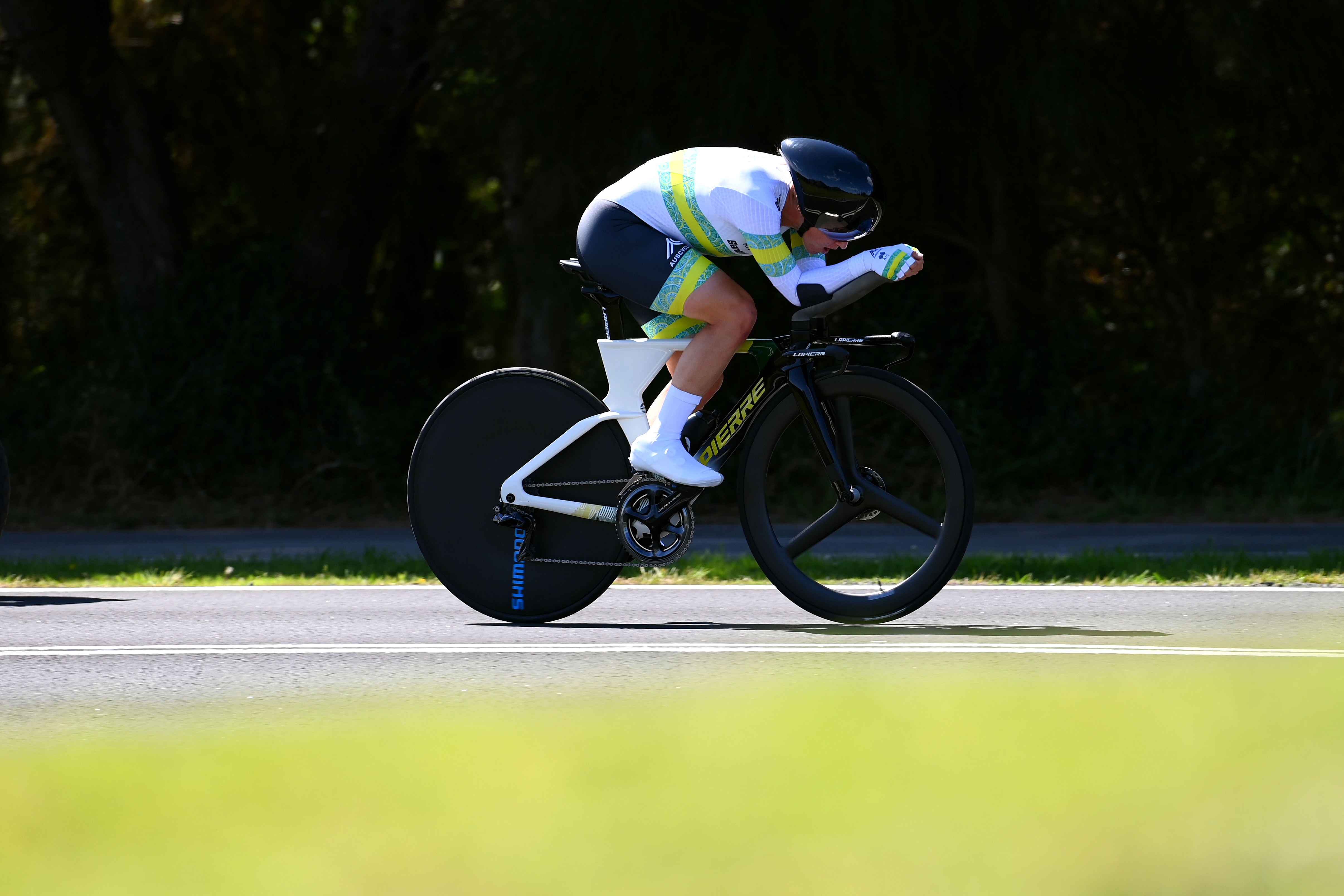 Grace Brown of Australia sprints during the UCI Road World Championships.