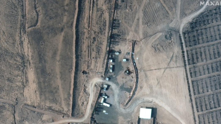 This satellite image shows the scene on the ground before the bombs were dropped.