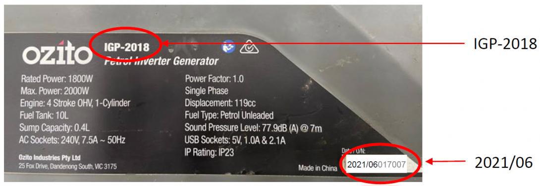 The model and batch number can be found on the label.