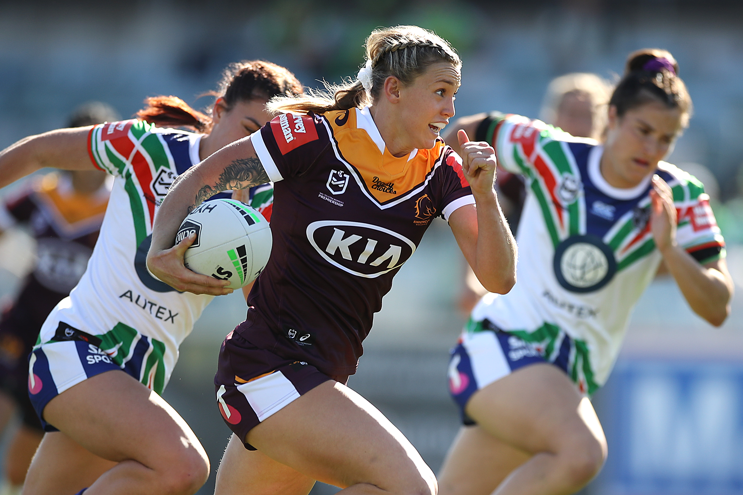 Brisbane Broncos player Julia Robinson flaunts her sleeve tattoo at the  Dally M Awards