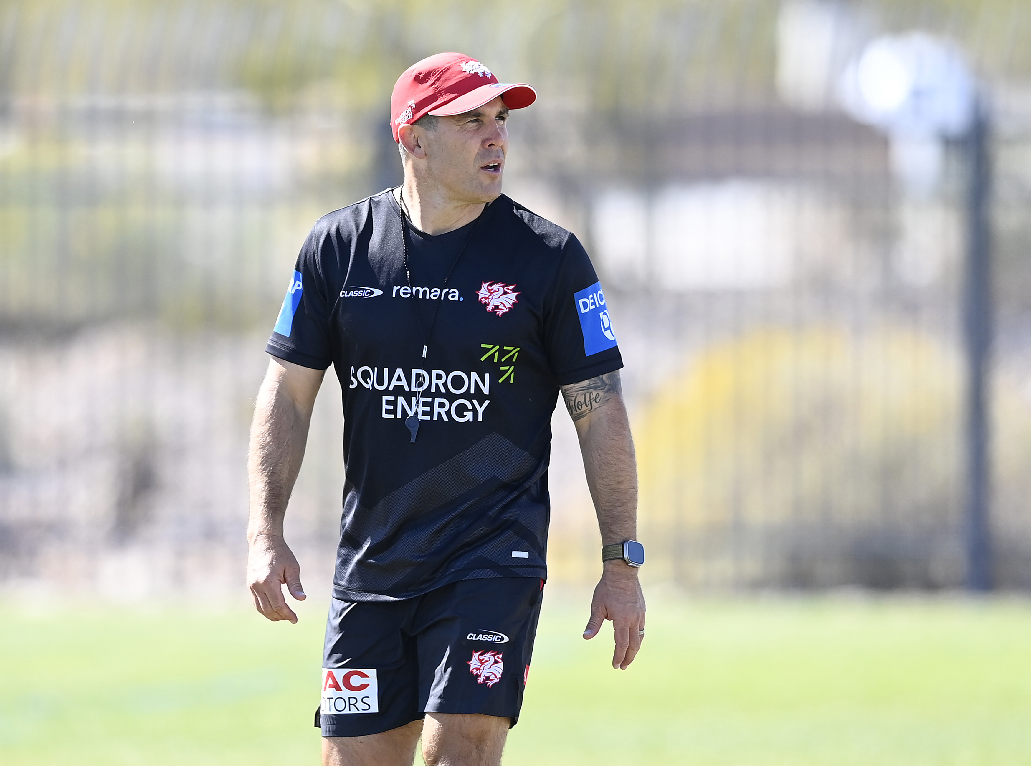 Dragons assistant coach Michael Ennis looks on during a training session.