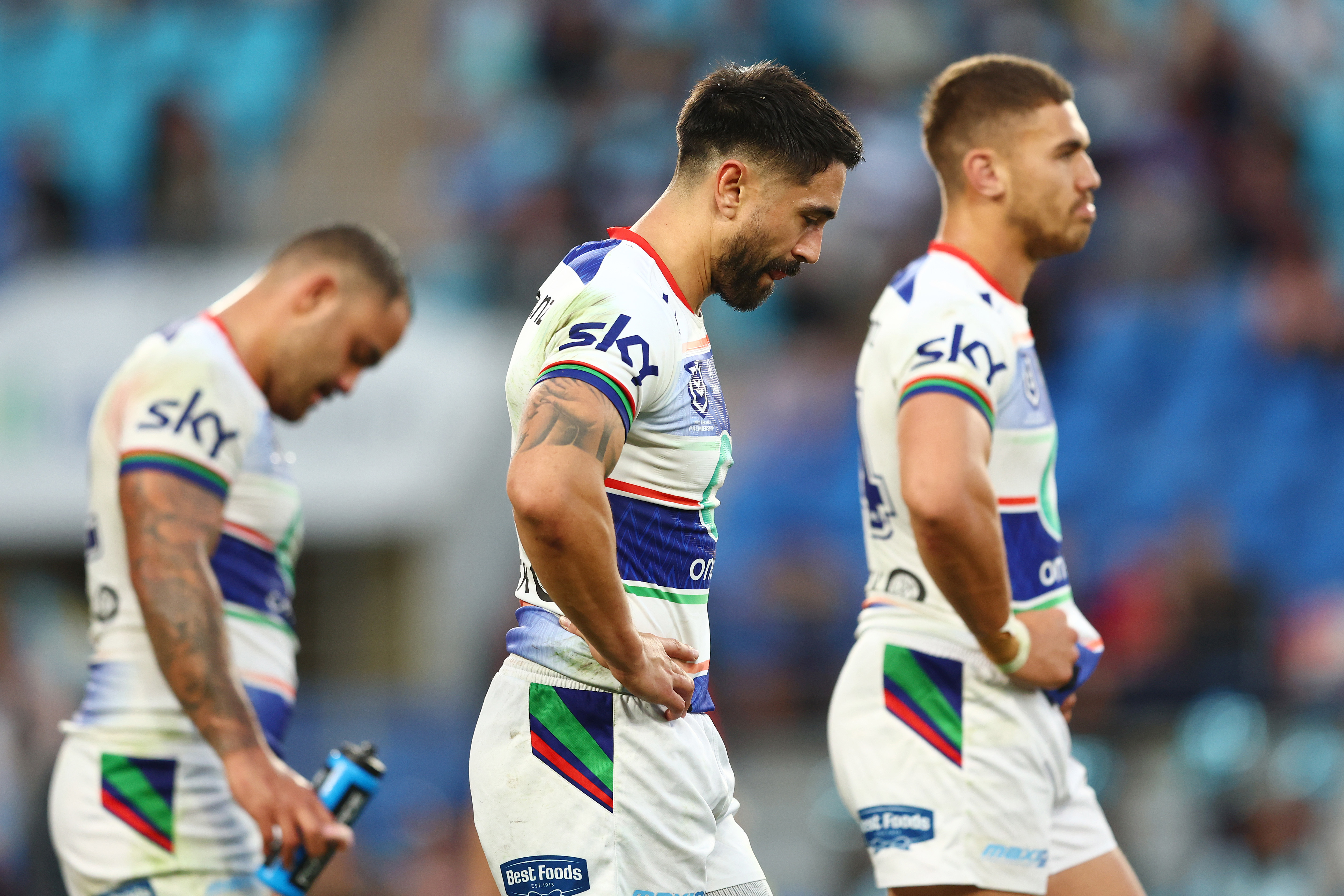 Shaun Johnson of the Warriors looks on during the round 16 NRL match between Titans and Warriors.