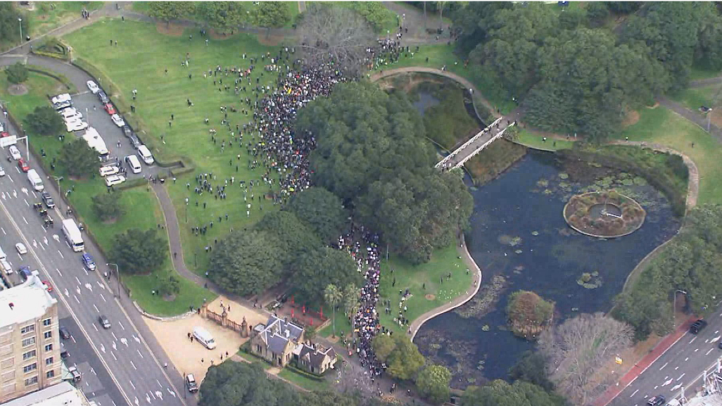 Lockdown protesters in Sydney.