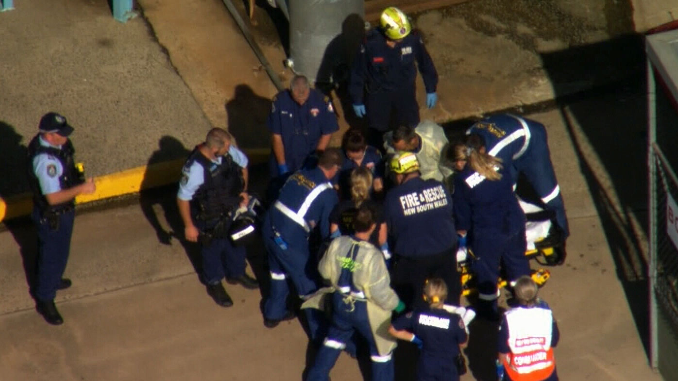 A man's leg became trapped in machinery at a property in Tahmoor.