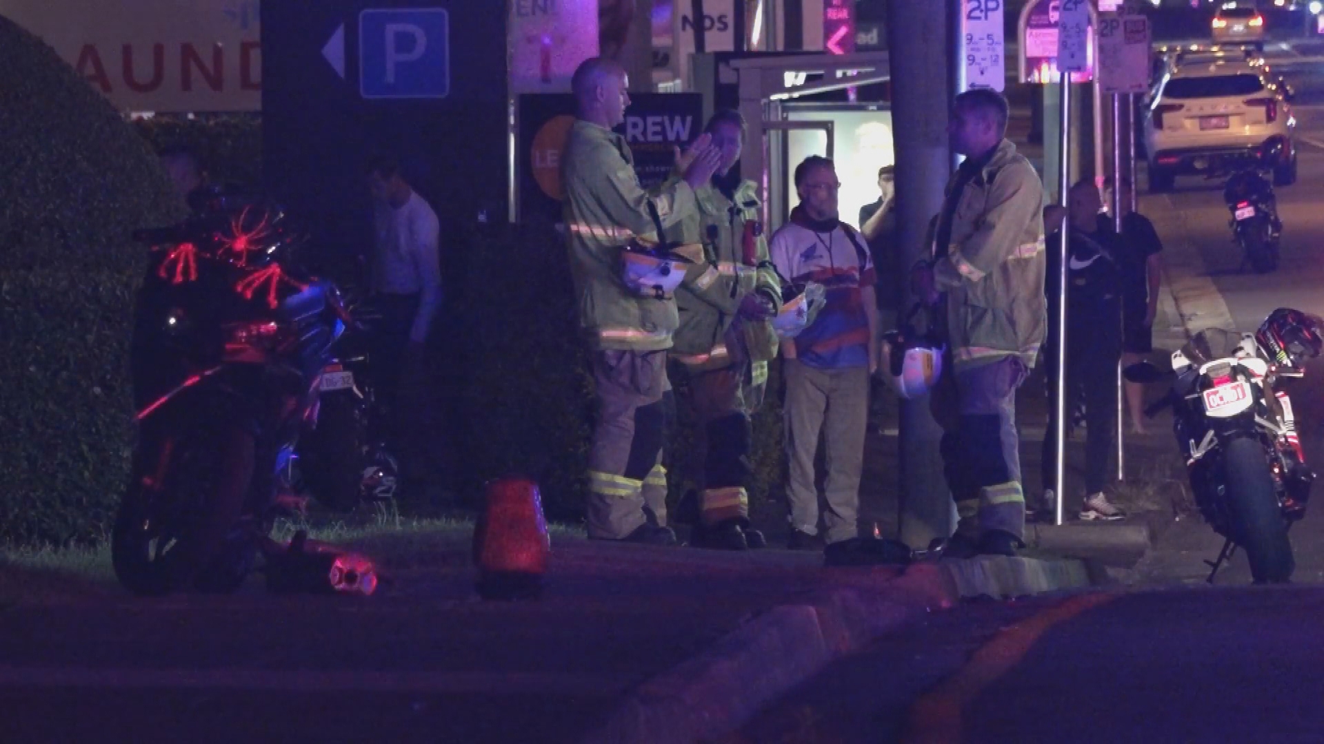 Emergency services surrounding a motorcycle crash on the Gold Coast's south area. 