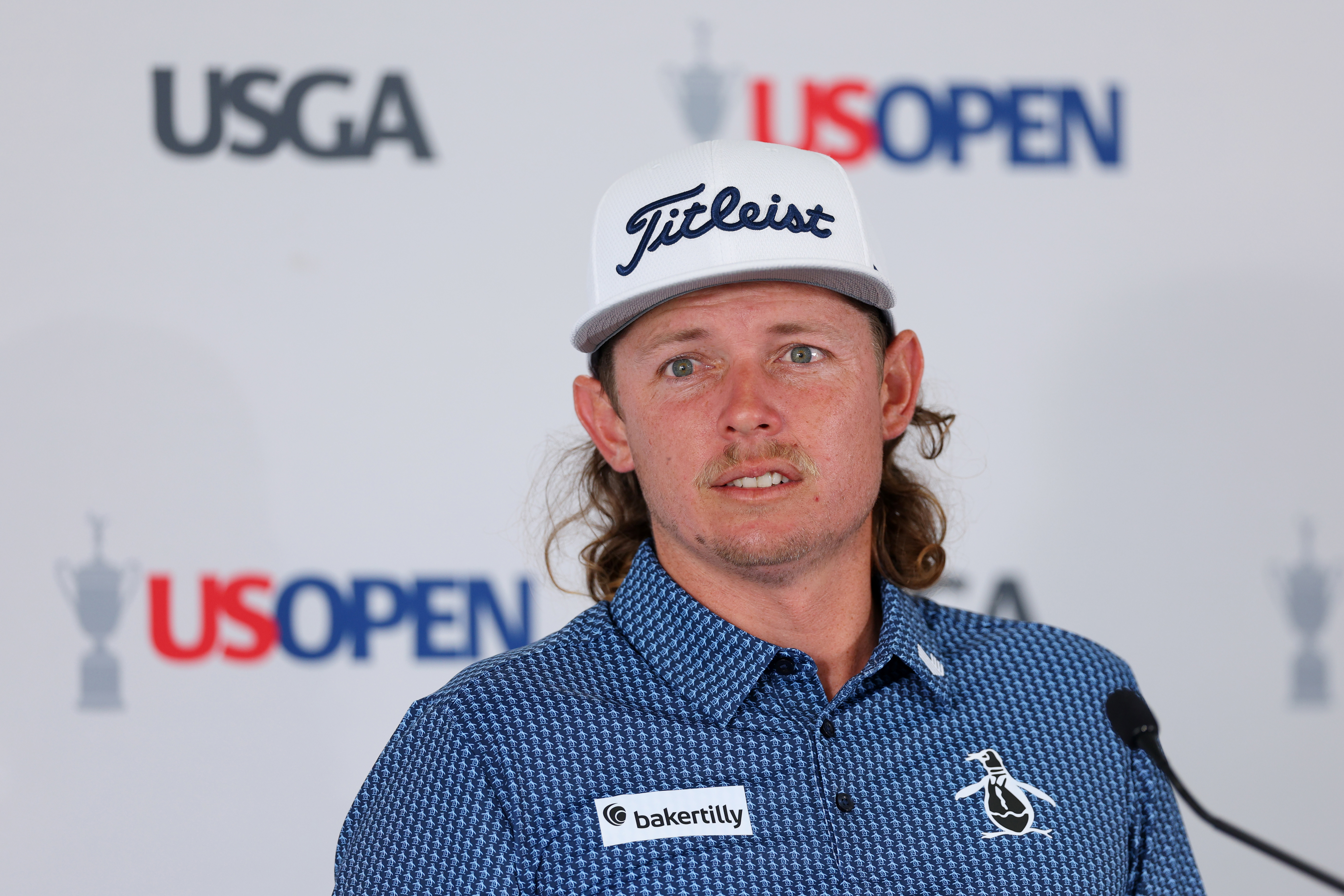 Cameron Smith of Australia speaks to the media during a press conference prior to the 123rd U.S. Open Championship at The Los Angeles Country Club on June 12, 2023 in Los Angeles, California. (Photo by Andrew Redington/Getty Images)