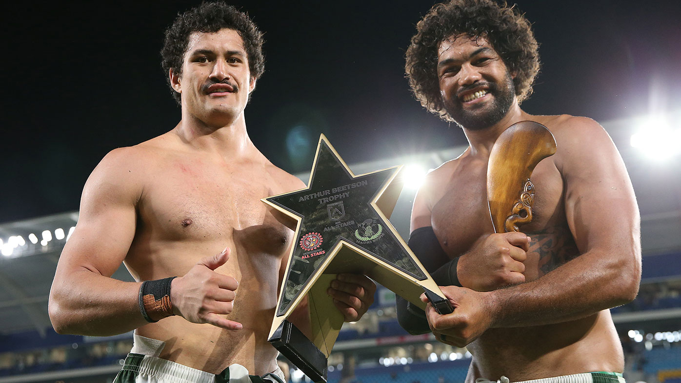 Corey Harawira-Naera and Adam Blair at the NRL All Stars match (2020)