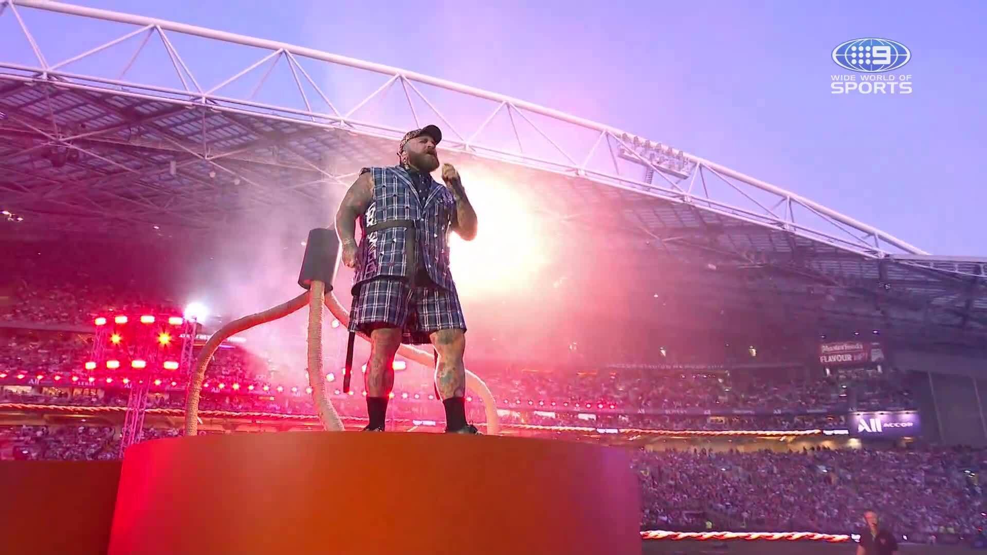 Teddy Swims performs at the NRL 2025 Grand Final