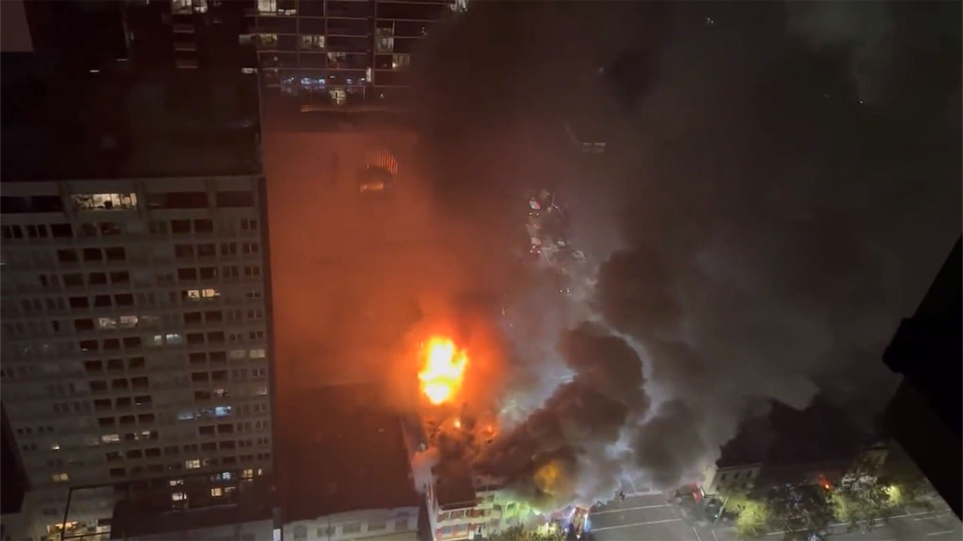 Vision of a monster fire ripping through an abandoned strip club in Melbourne. 