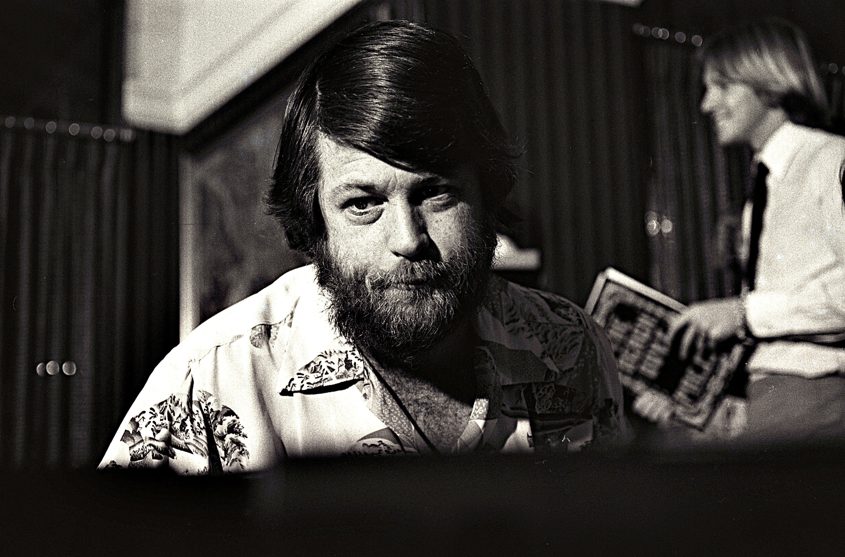 Brian Wilson of The Beach Boys at their press conference at the Boulevard Hotel in Sydney on 2 March 1978.