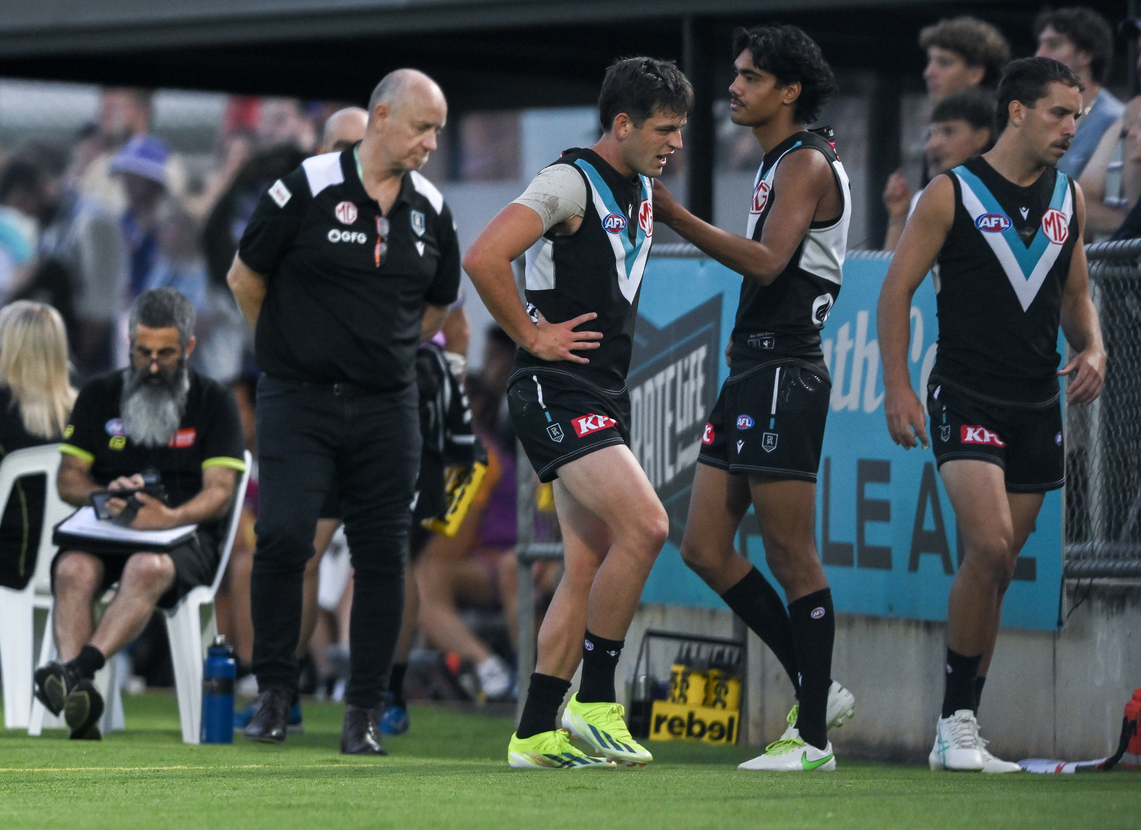 Zak Butters was ruled out after he rolled his ankle.