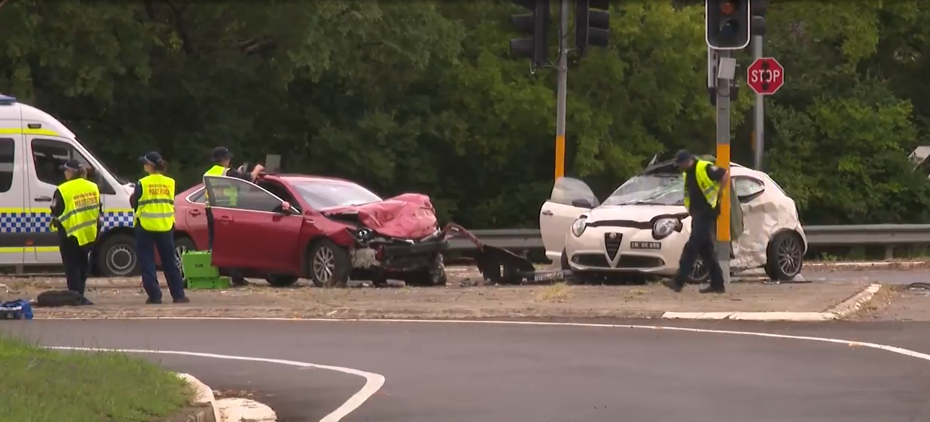 The allegedly stolen car crashed into ﻿an ﻿Alfa Romeo on the Old Hume Highway in Camden South
