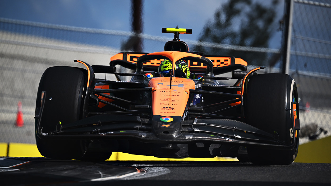 Lando Norris of Great Britain driving the (4) McLaren MCL38 Mercedes on track during the F1 Grand Prix of Miami at Miami International Autodrome on May 05, 2024 in Miami, Florida. (Photo by Clive Mason/Getty Images)