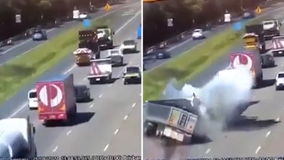 New Video Shows Moment Two Trucks Collide On Motorway Gold Coast News