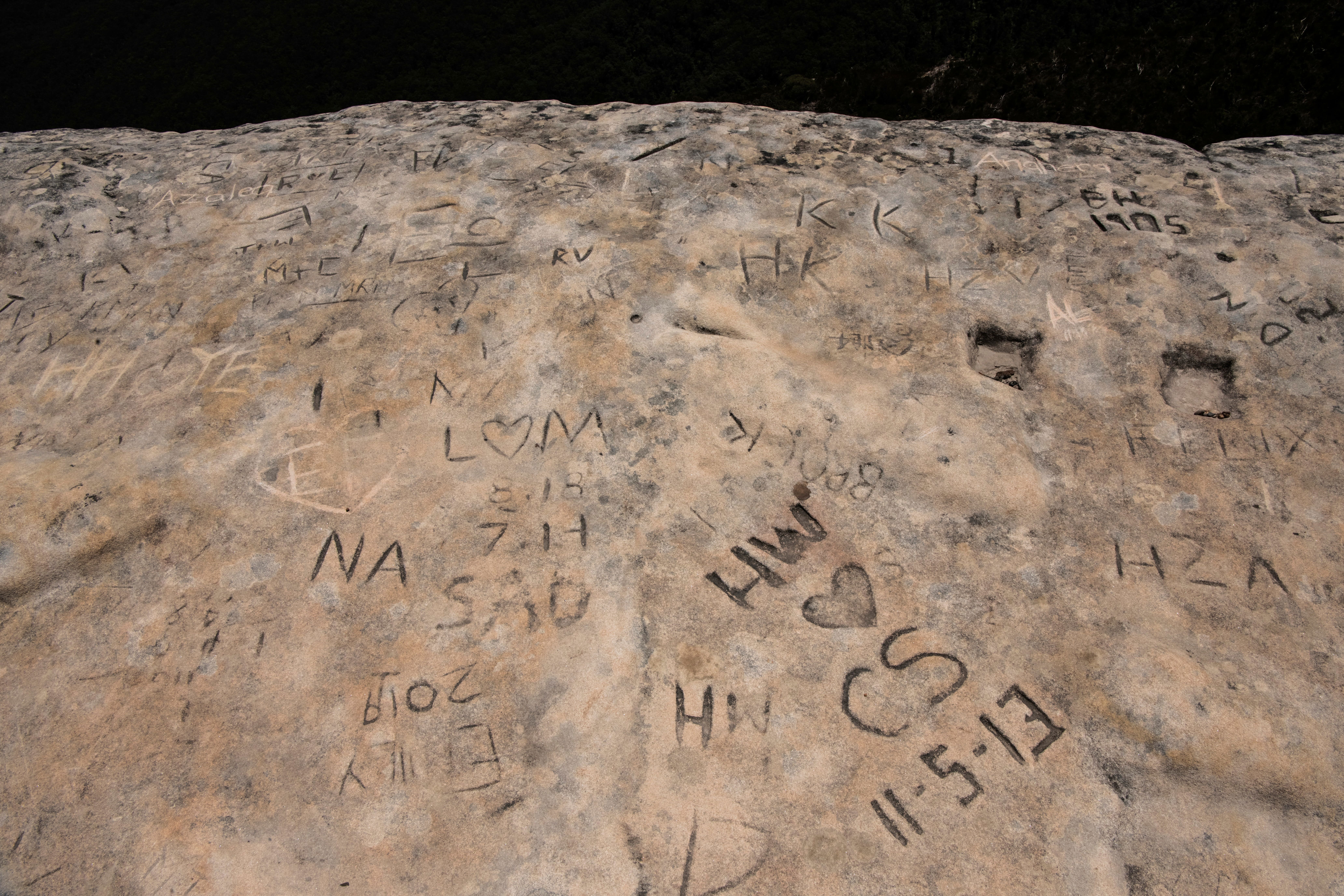 People have carved their names into the rock at Lincoln's Rock for decades.