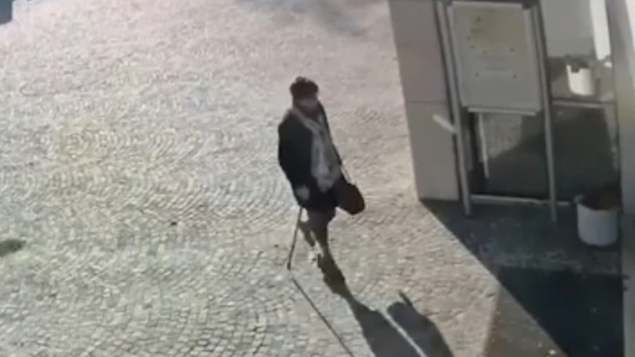 The son was allegedly caught on CCTV dressed as his mother, Graziella Dall'Oglio in Italy.