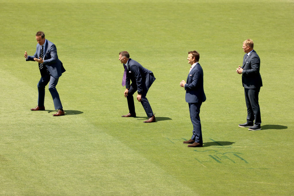 Commentators Michael Vaughan, Michael Hussey, Adam Gilchrist and Shane Warne ahead of day three of the Fifth Test in the 2022 Ashes series.