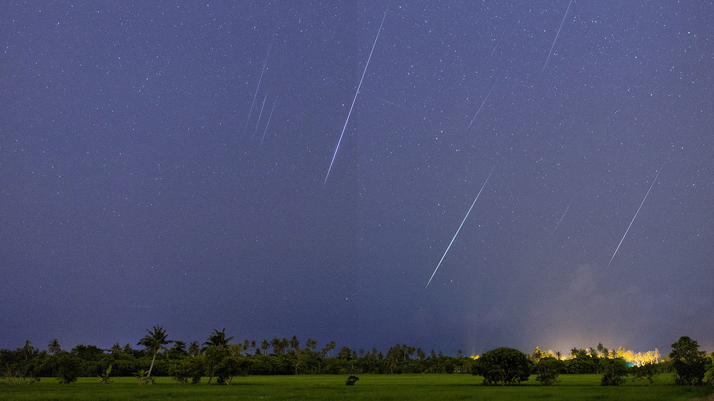 Geminid Meteor in the night sky of Penang Island