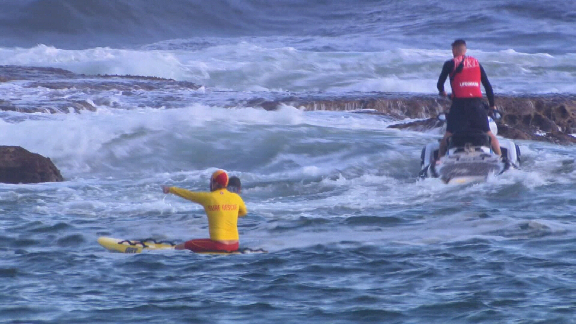 Surf life savers swarmed the waters searching for the man.