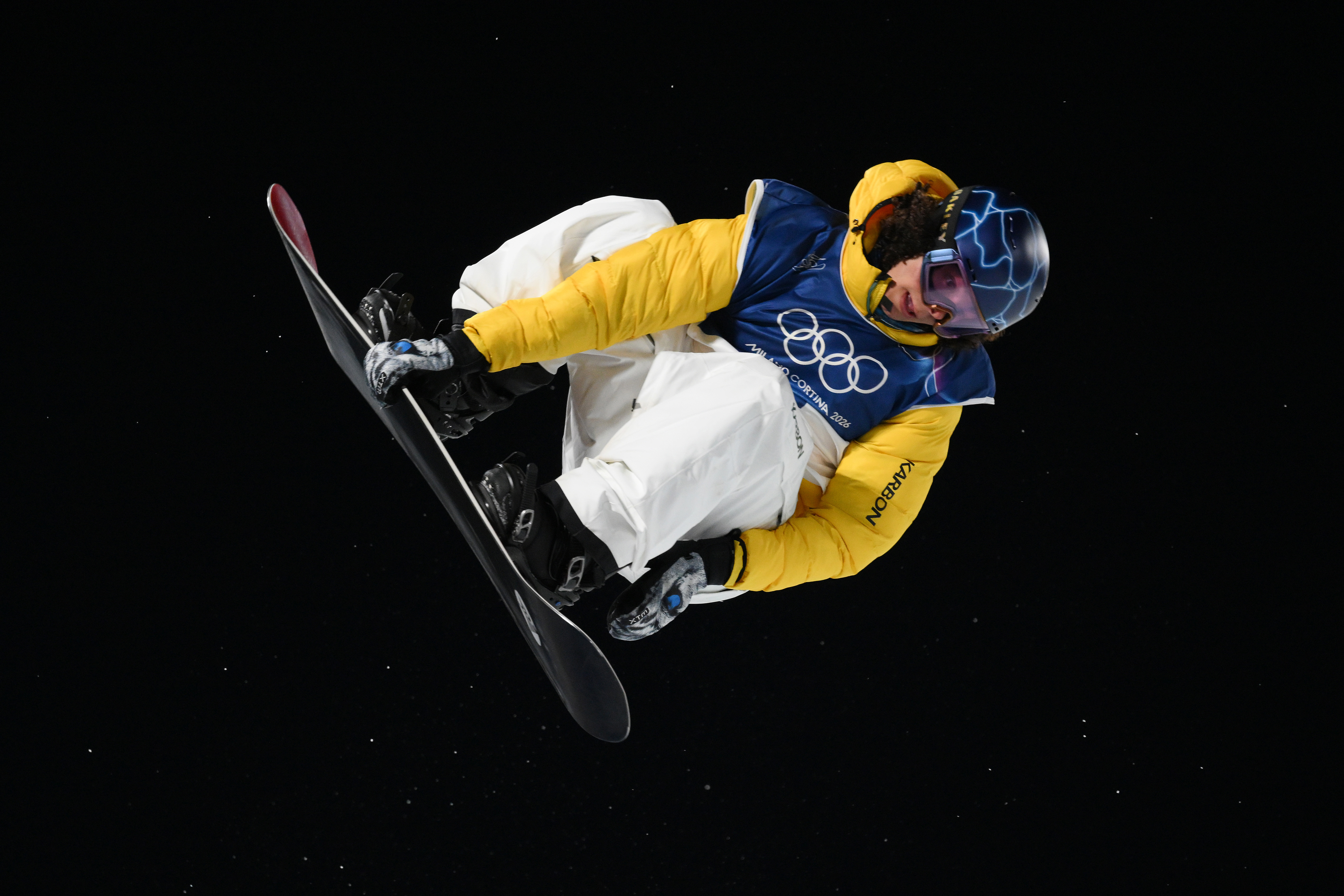 Valentino Guseli of Team Australia competes in run one of the Men's Snowboard Halfpipe Qualification on day five of the Milano Cortina 2026 Winter Olympic games at Livigno Snow Park on February 11, 2026 in Livigno, Italy. (Photo by David Ramos/Getty Images)