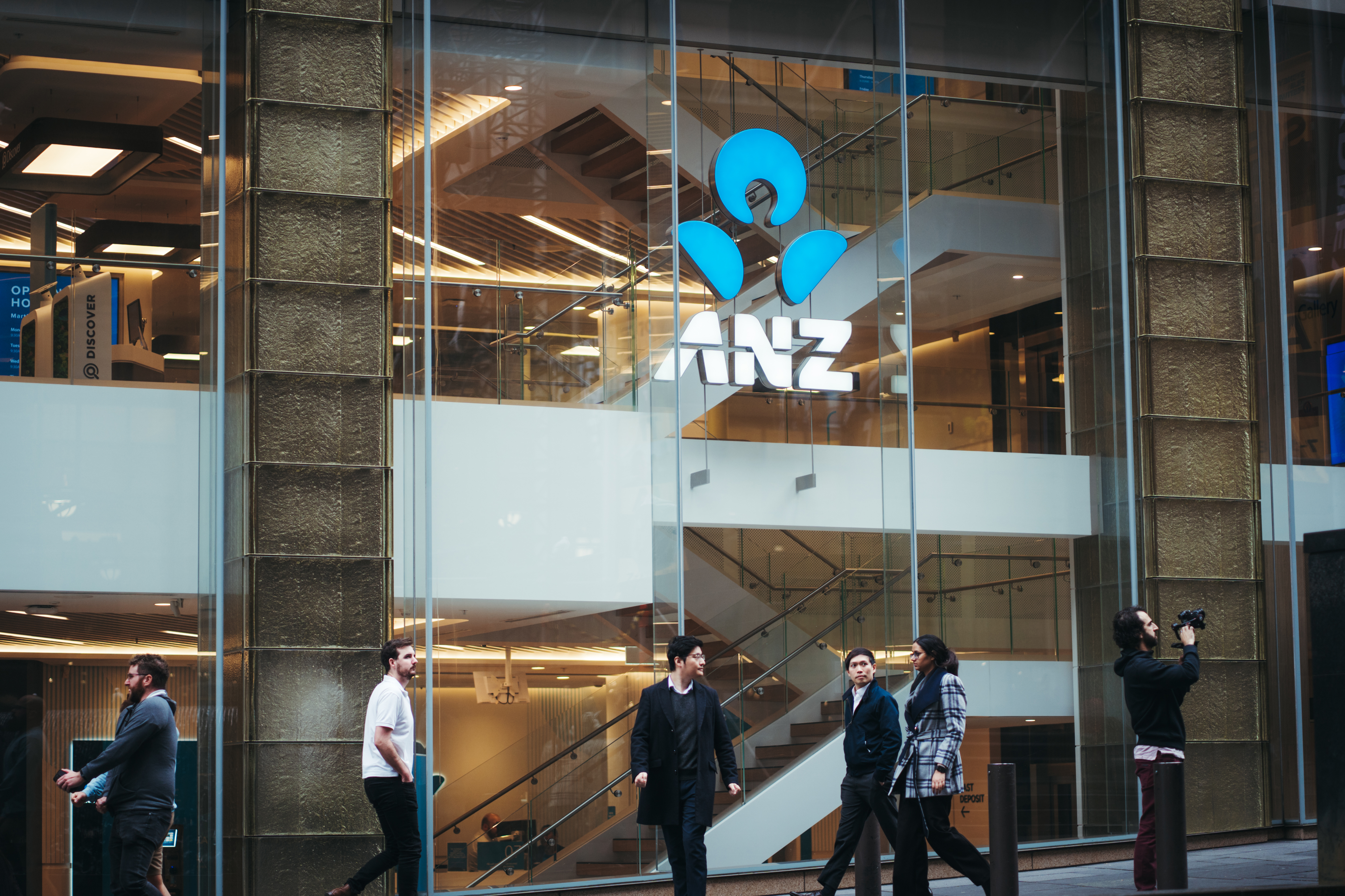 The ANZ bank and logo at Martin Place.