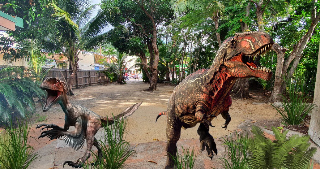 An artist's impression of the dinosaurs proposed for Jurassic Falls.