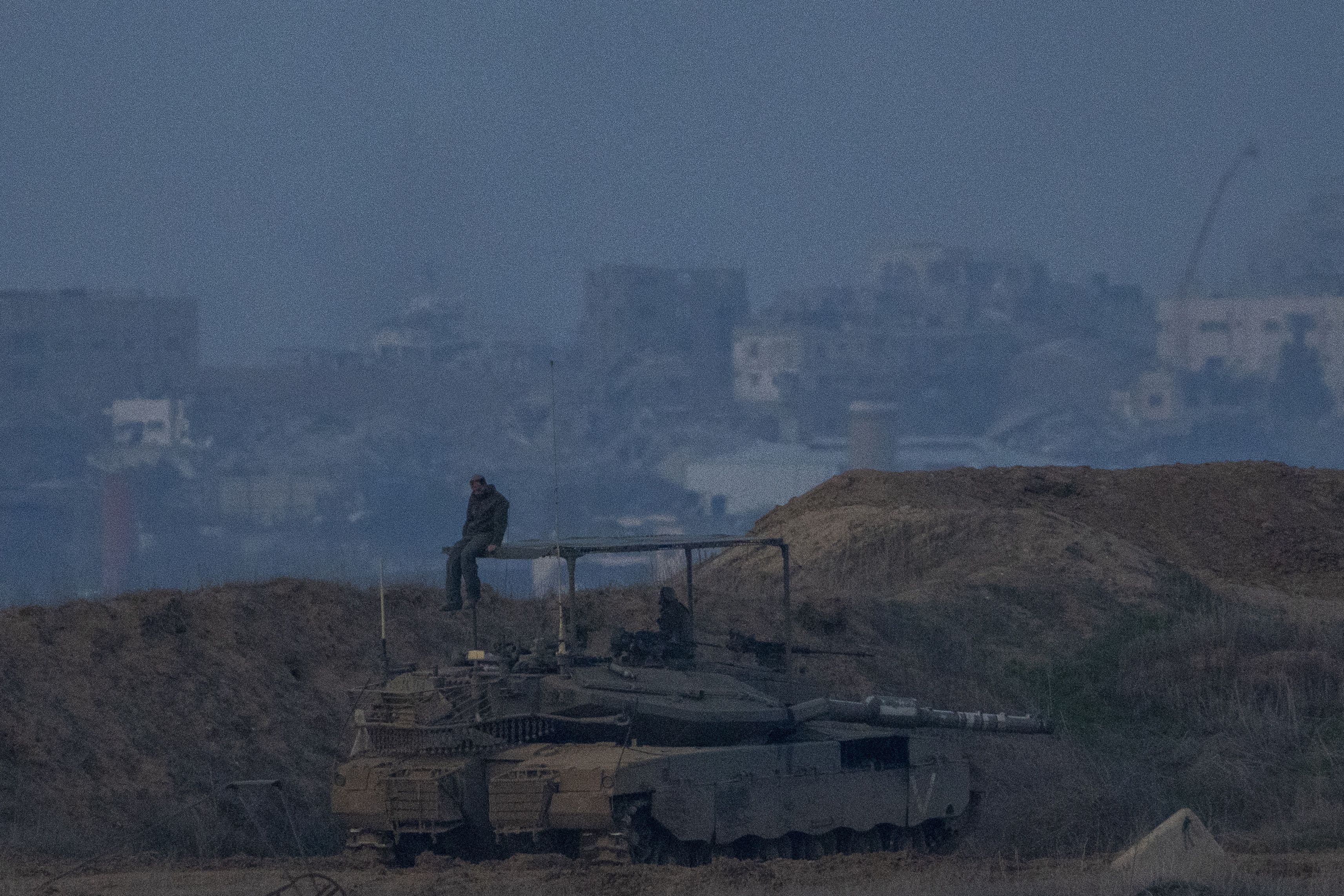 Tank at border with Gaza in southern Israel 