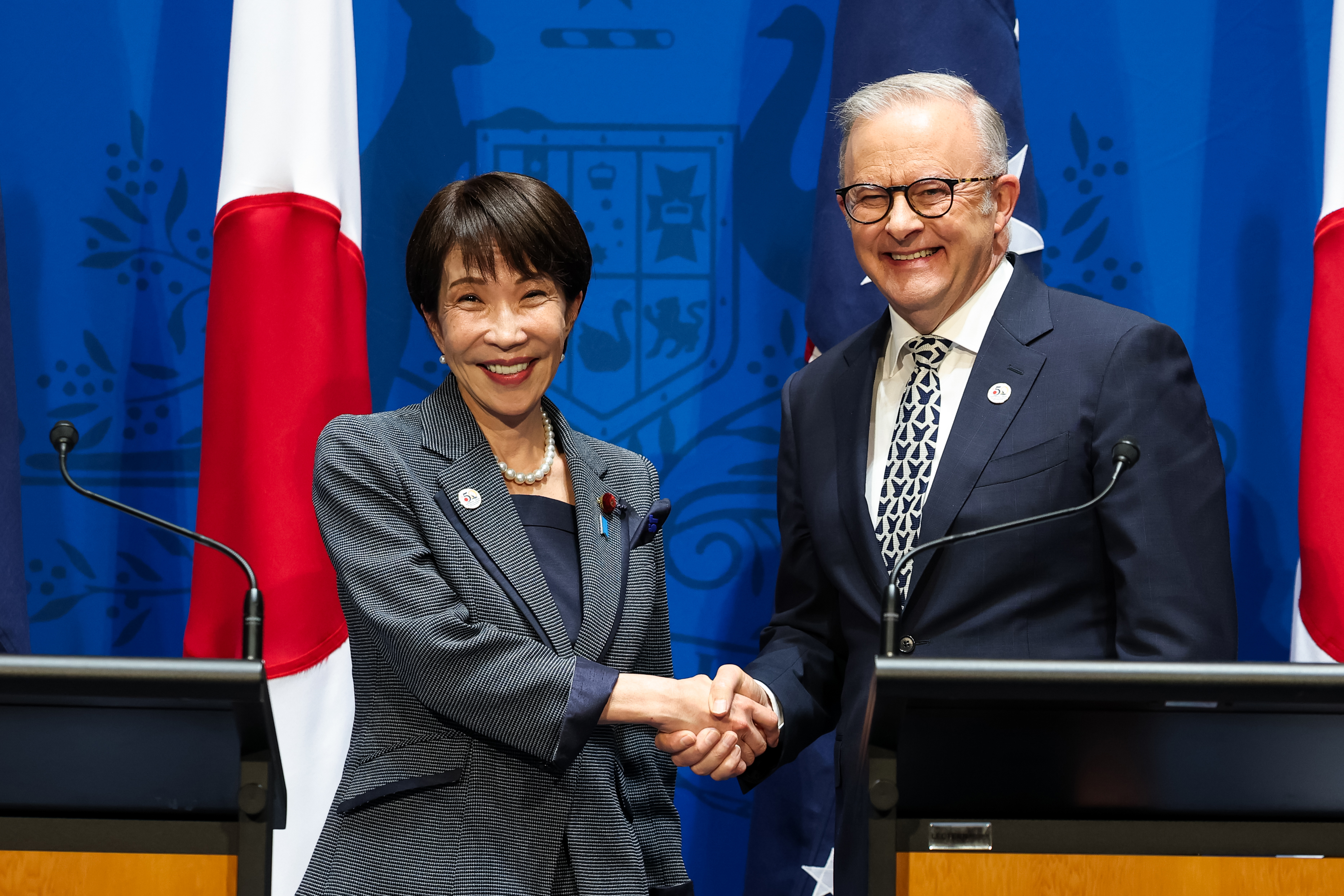 Prime Minister of Japan Sanae Takaichi and Prime Minister Anthony Albanese.