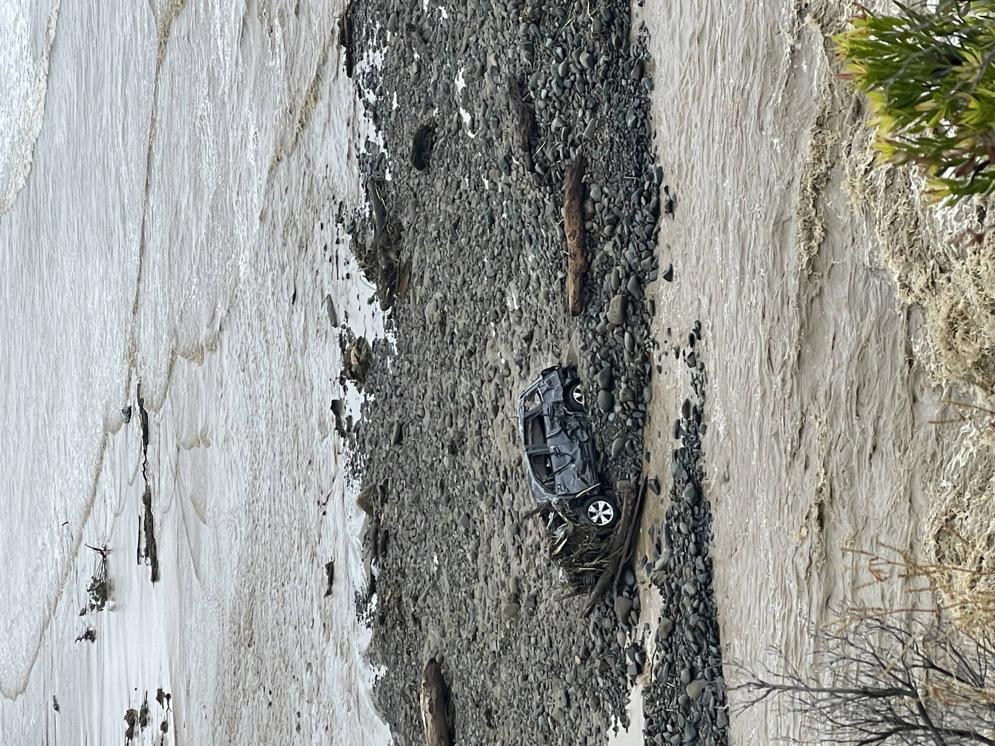 Charlotte believes she sighted her car on the beach, destroyed and covered in debris, while evacuating to Lorne last night.