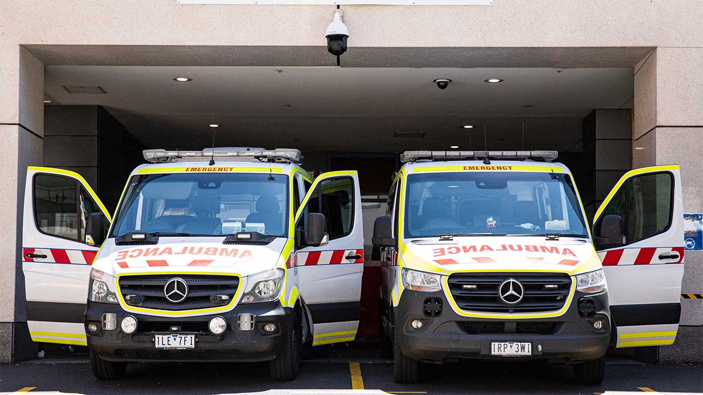 Victoria Ambulances are seen at the St. Vincent Hospital