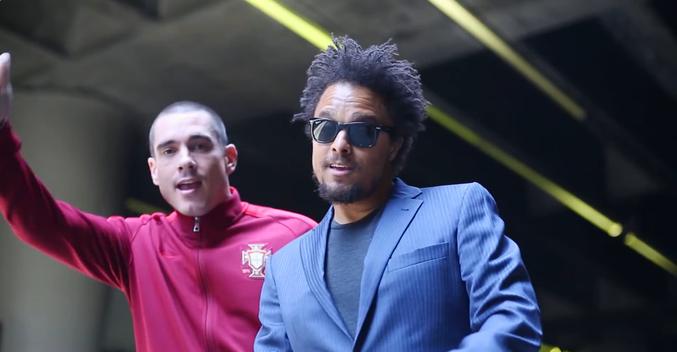 Ethan Browne (left) in the music video for his duo Alain Zane' song Kite.