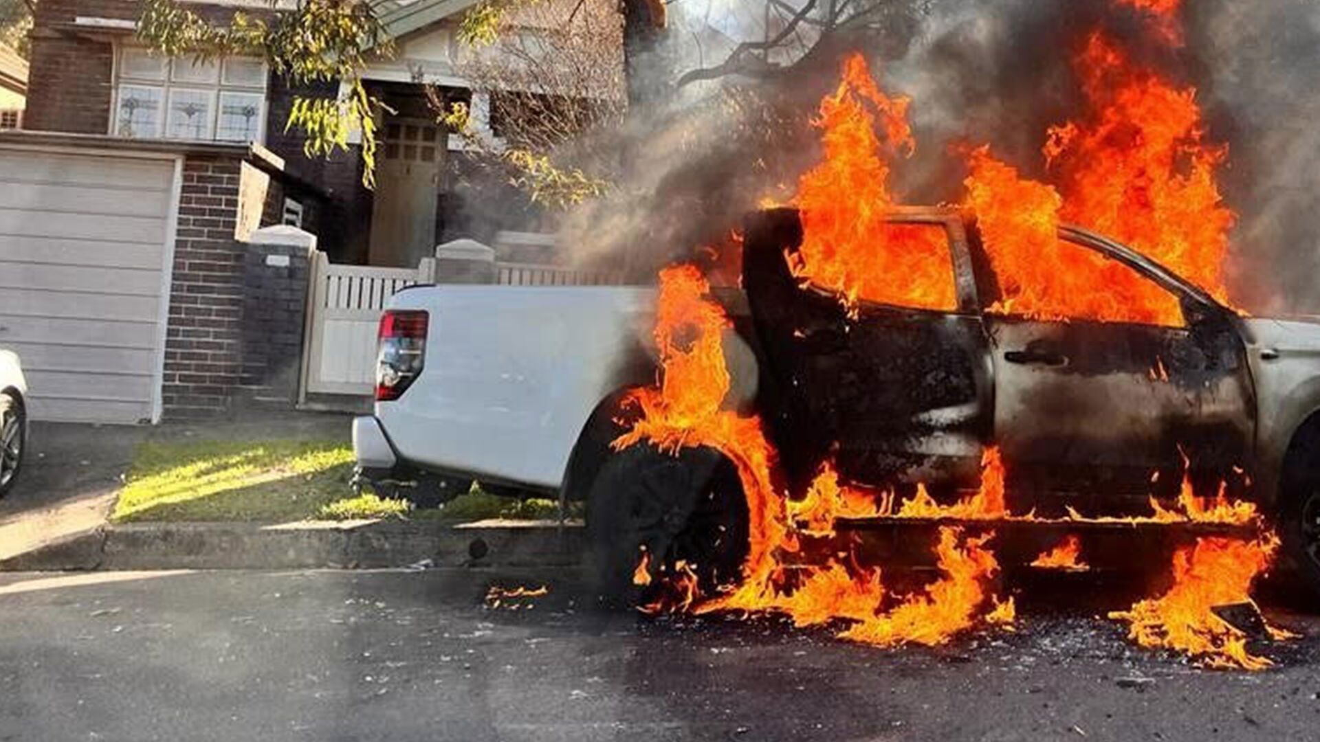 Car fire at Dulwich Hill after the shooting in Marrickville.