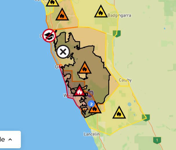 Wedge Island, Grey bushfire