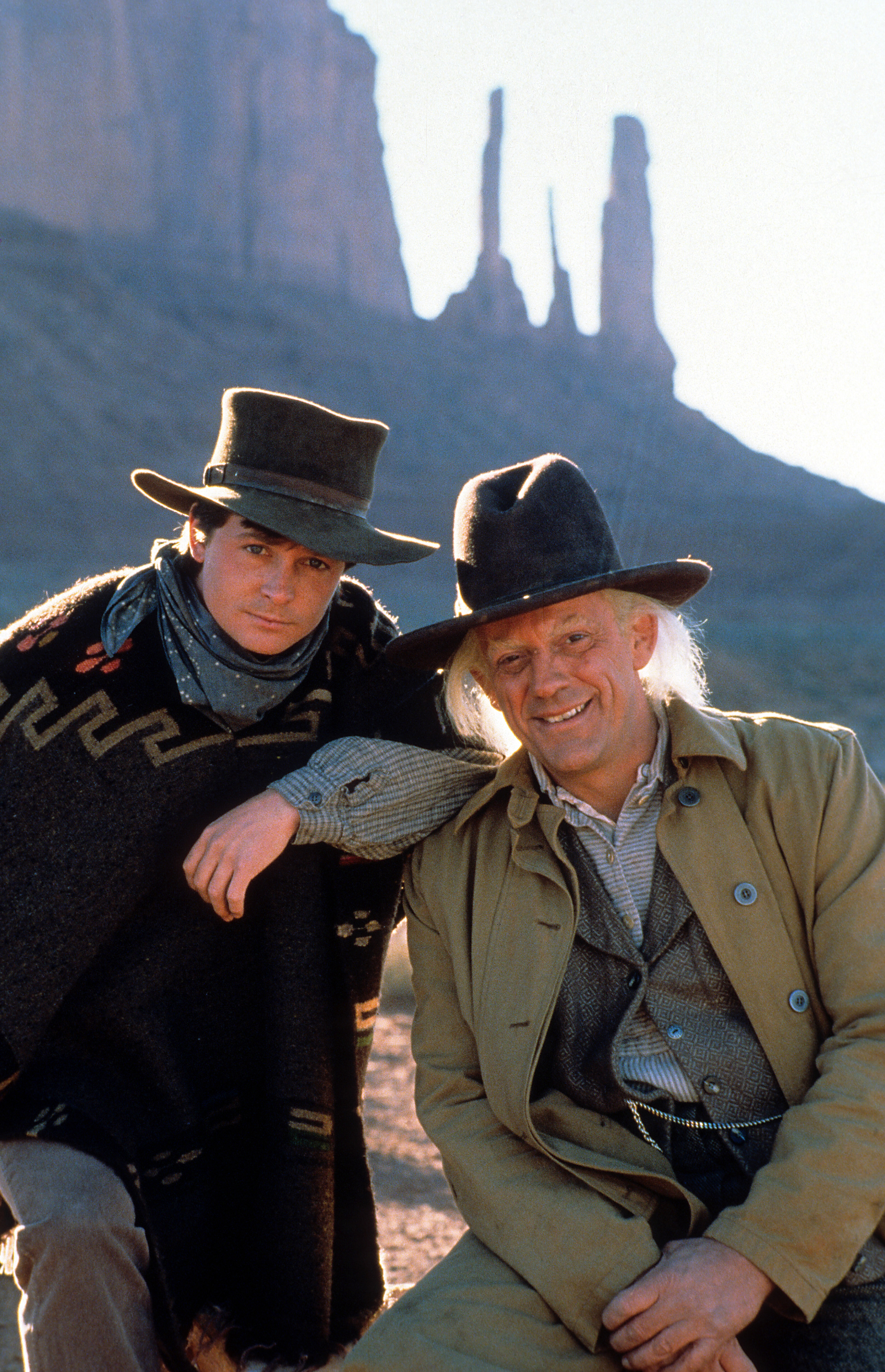 Michael J Fox and Christopher Lloyd in a scene from the film 'Back to the Future Part III', 1990.