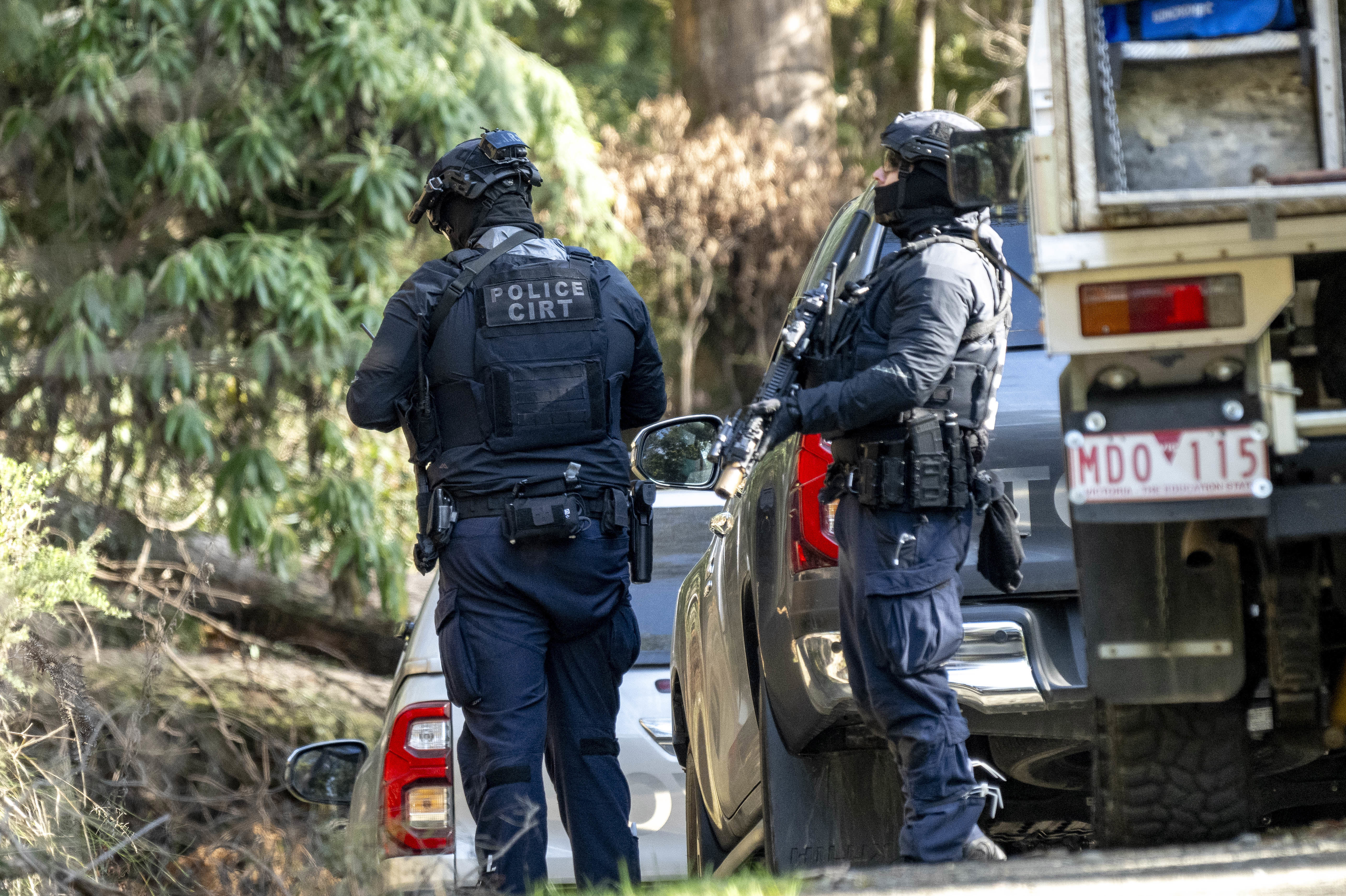 Victoria Police in Victoria's backcountry as they search for alleged cop killer Dezi Freeman.