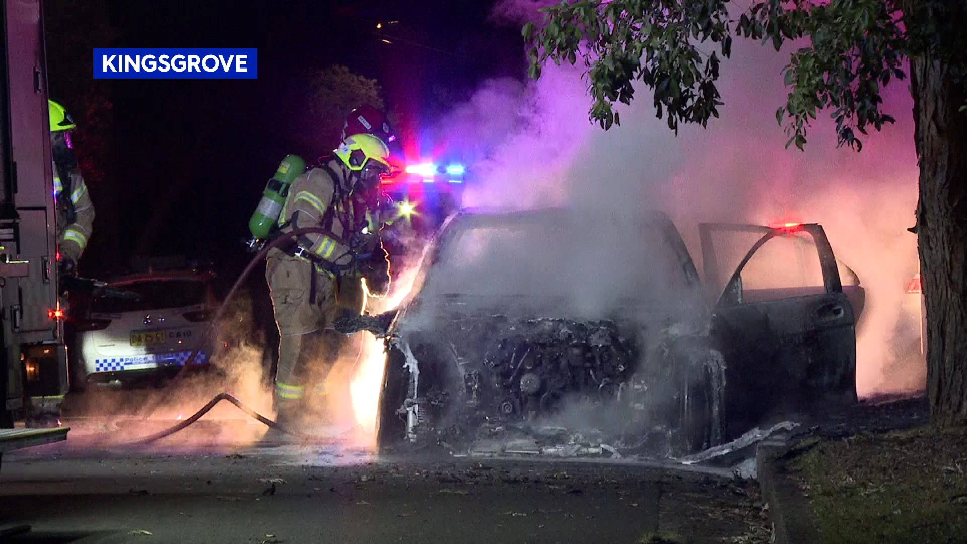 A car was found torched in Kingsgrove.