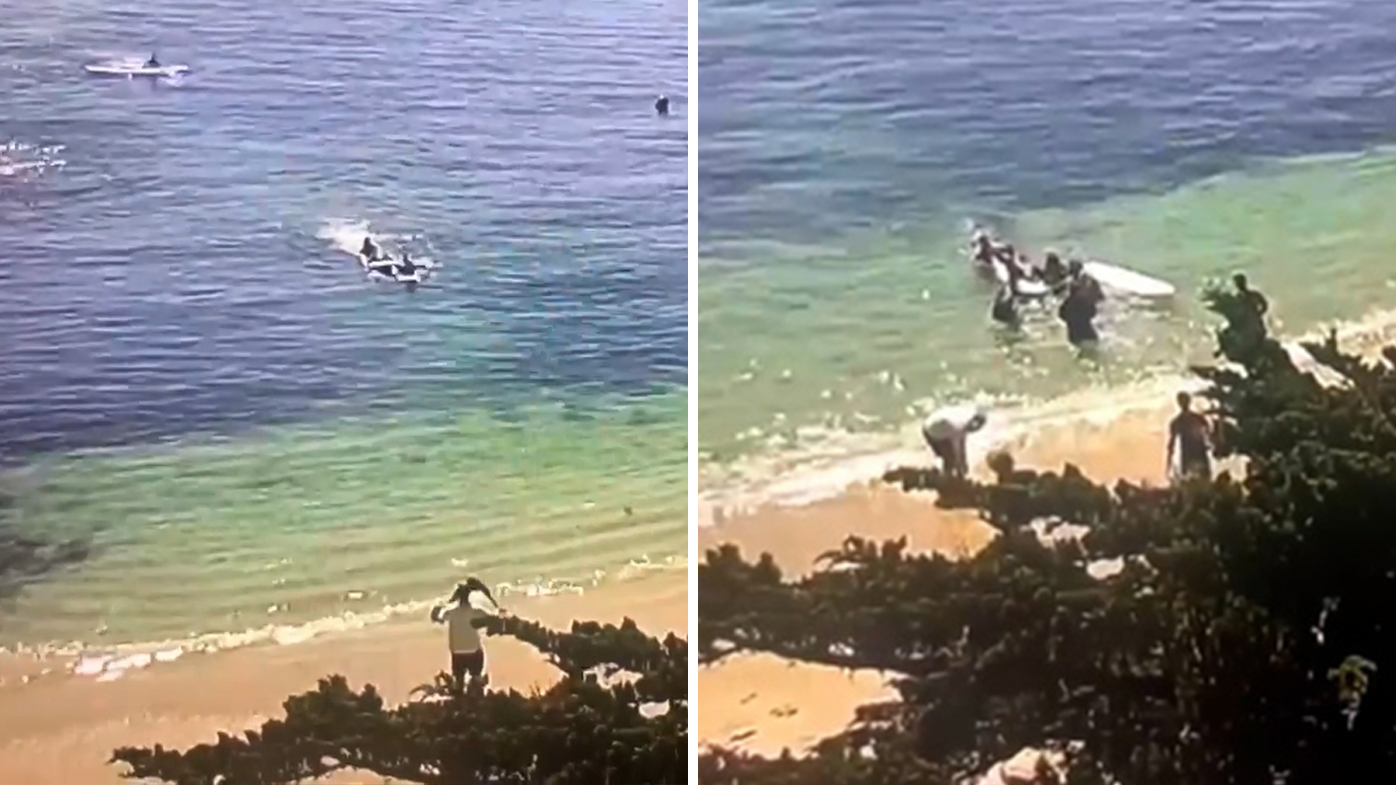 Las imágenes capturadas de un restaurante local capturaron el momento en que Steve Bruemmer fue llevado a la orilla. 