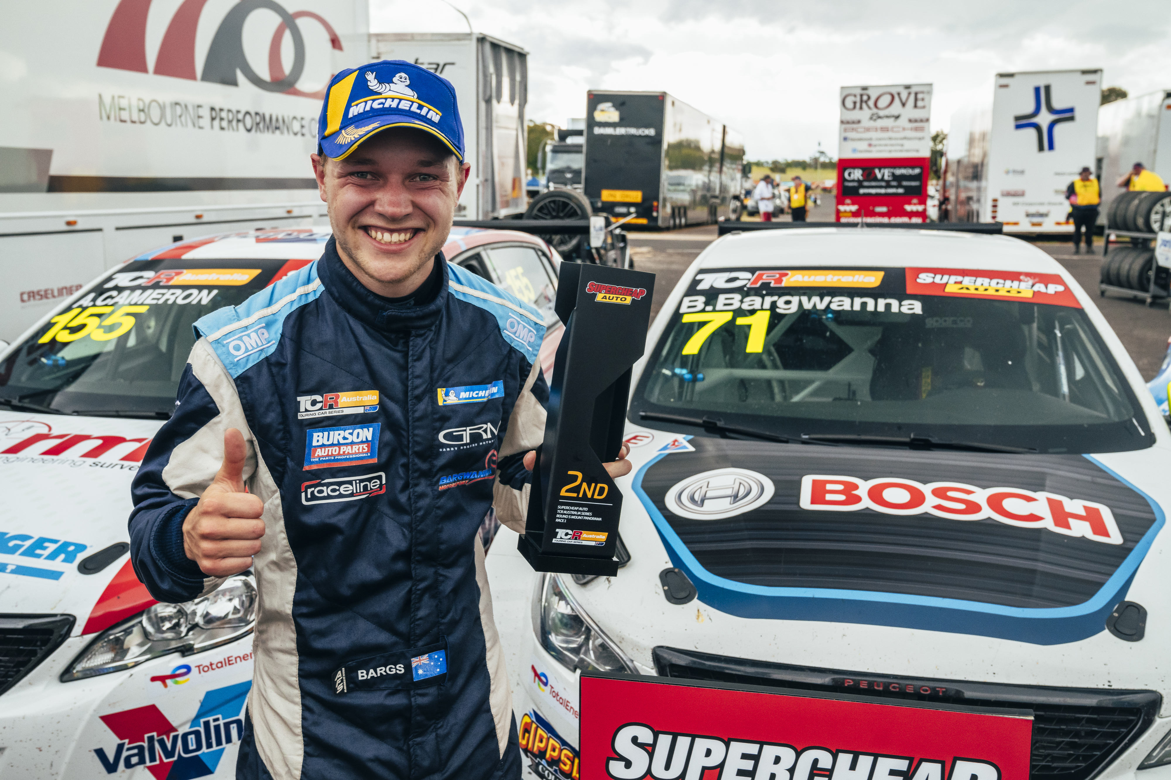 Ben Bargwanna celebrates his first Supercheap Auto TCR Australia Series podium.