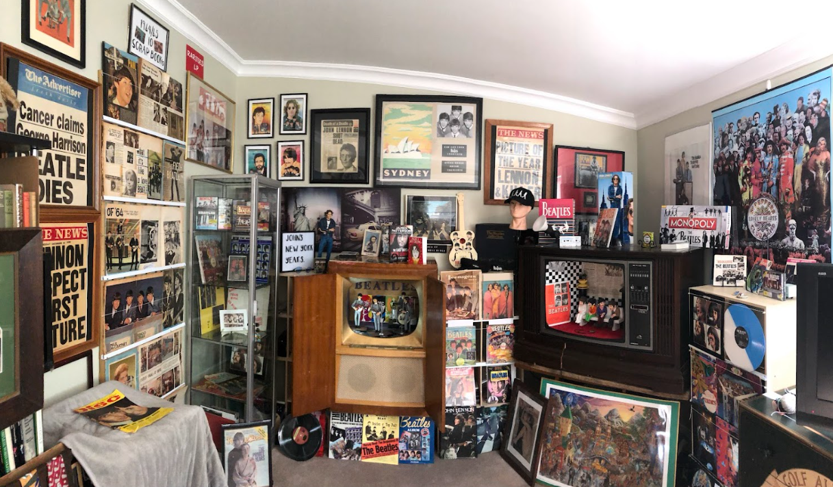 Katoomba local Terry White's Beatles memorabilia collection. For Beatlesfest. 