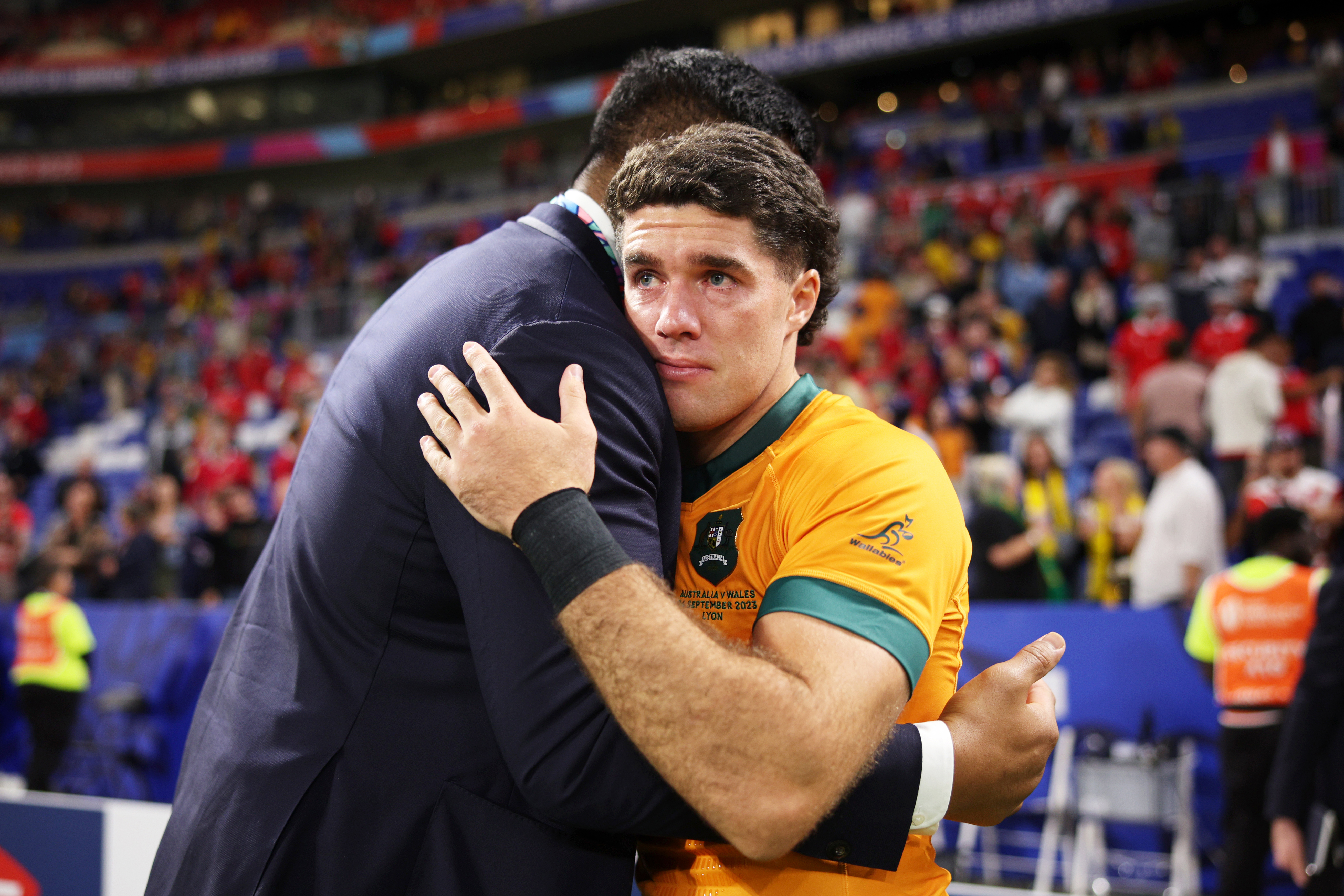 Will Skelton of Australia embraces Ben Donaldson of Australia at fulltime.