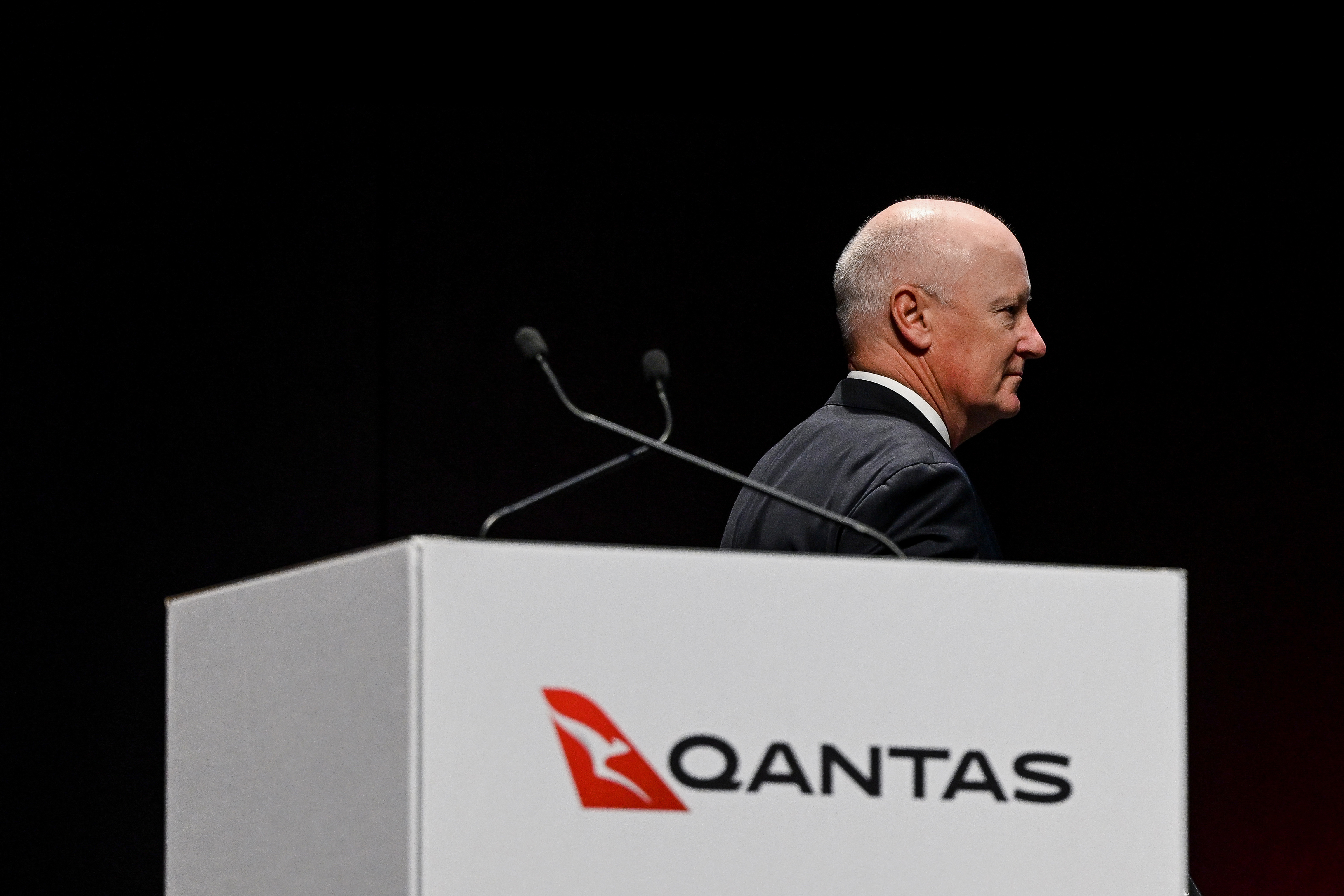 Qantas Chair Richard Goyder at Qantas' 2023 annual general meeting on November 3..